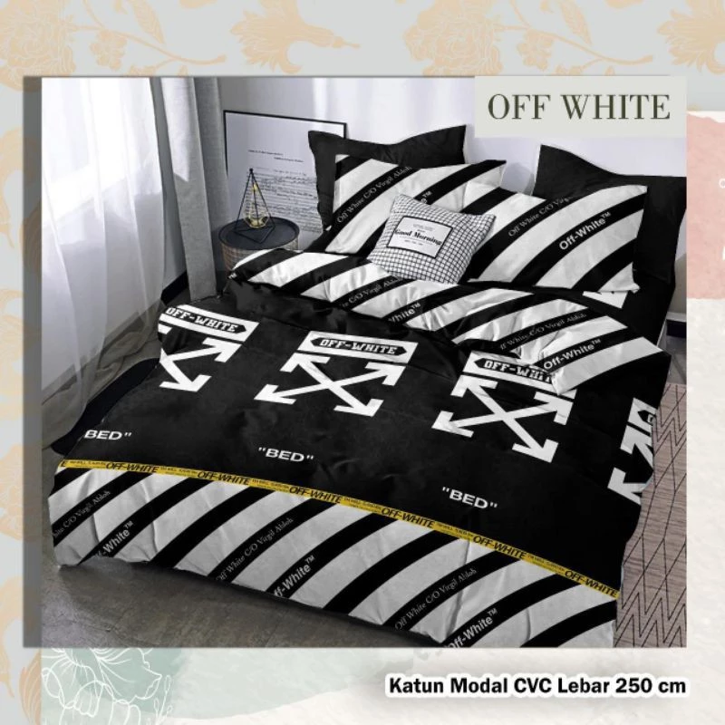 Sprei Katun Lokal Motif Off White (1)