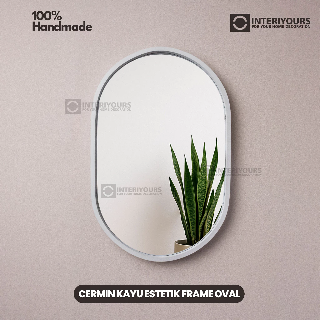 Cermin Dinding Frame Kayu Bulat Aesthetic (2)